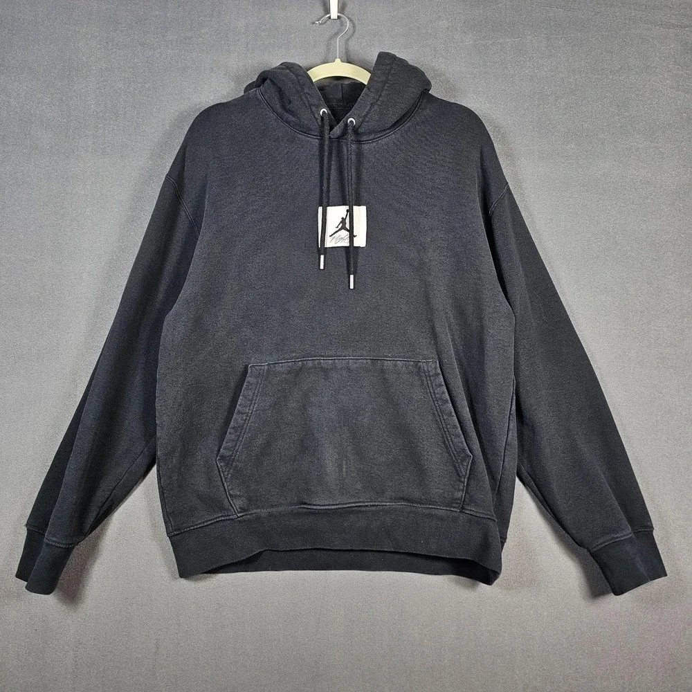 Jordan Hoodie Mens XL Black Fleece Pullover Sweatshirt Jumpman Flight Logo Patch